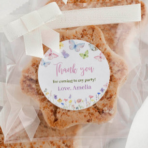 Butterfly Wildflower Verjaardag Sticker Labels
