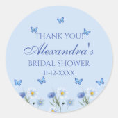 Butterfly Wildflower Vrijgezellenfeest Dank u Ronde Sticker (Voorkant)