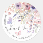 Butterfly Wildflower Vrijgezellenfeest Dank u Ronde Sticker (Voorkant)