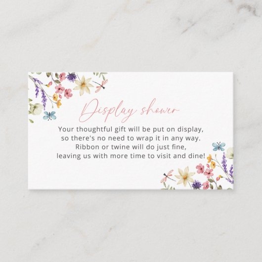 Butterfly Wildflower Vrijgezellenfeest Display Dou Informatiekaartje (Voorkant)