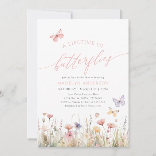 Butterfly Wildflower Vrijgezellenfeest Kaart (Voorkant)