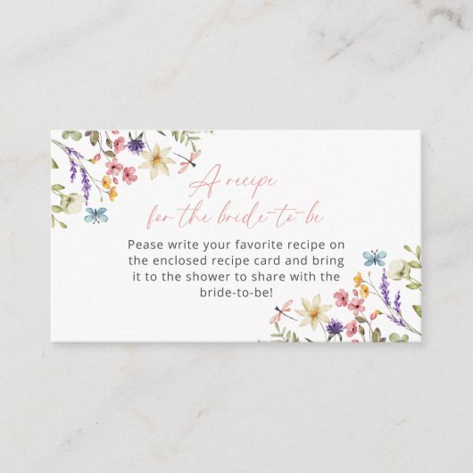 Butterfly Wildflower Vrijgezellenfeest Recept aanv Informatiekaartje (Voorkant)