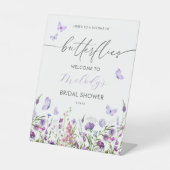 Butterfly Wildflower Vrijgezellenfeest Reclamebord Met Voetstuk (Voorkant)