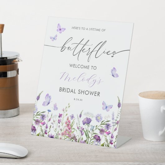 Butterfly Wildflower Vrijgezellenfeest Reclamebord Met Voetstuk (Insitu)