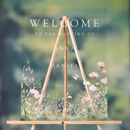 Butterfly Wildflower Wedding Acryl Bord