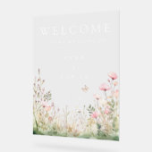 Butterfly Wildflower Wedding Acryl Bord (Hoek)