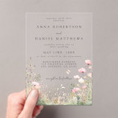 Butterfly Wildflower Wedding Acryl Uitnodigingen (Insitu (Draagbaar))