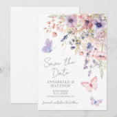 Butterfly Wildflower Wedding Save The Date (Voorkant / Achterkant)
