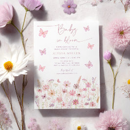 Butterfly Wildflowers Baby in Bloom Baby shower Kaart
