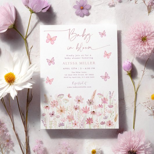 Butterfly Wildflowers Baby in Bloom Baby shower Kaart