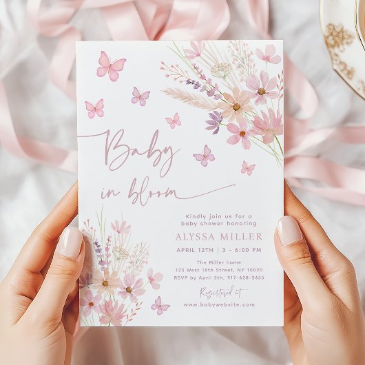 Butterfly Wildflowers Baby in Bloom Baby shower Kaart