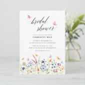 Butterfly Wildflowers Blush Roze Vrijgezellenfeest Kaart (Staand voorkant)