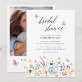 Butterfly Wildflowers Blush Roze Vrijgezellenfeest Kaart (Voorkant / Achterkant)