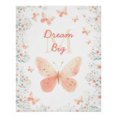 Butterfly Wildflowers Coral Monogram Inspirational Perfect Poster (Voorkant)