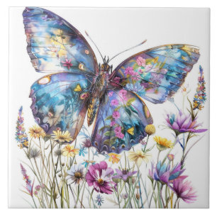 Butterfly & Wildflowers Keramische Tegel Tegeltje