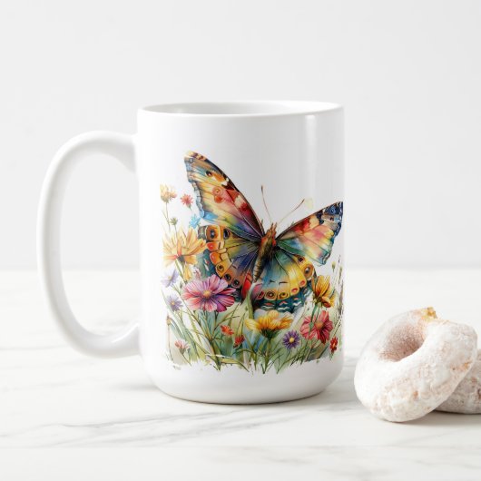 Butterfly & Wildflowers Koffie Mok (Met donut)