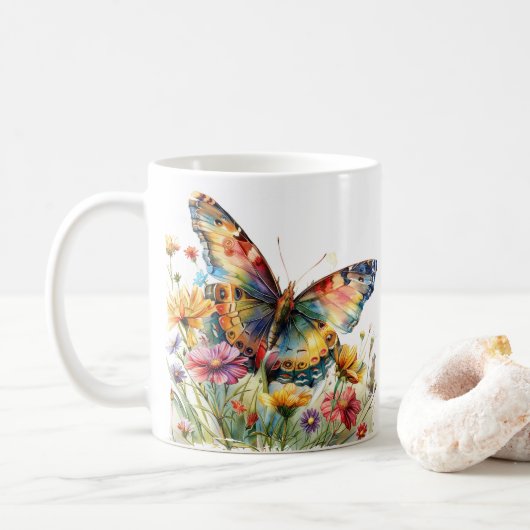 Butterfly & Wildflowers Koffie Mok (Met donut)