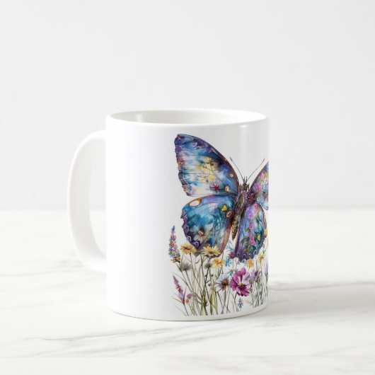 Butterfly & Wildflowers Koffie Mok (Voorkant links)