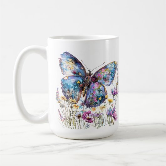 Butterfly & Wildflowers Koffie Mok (Links)