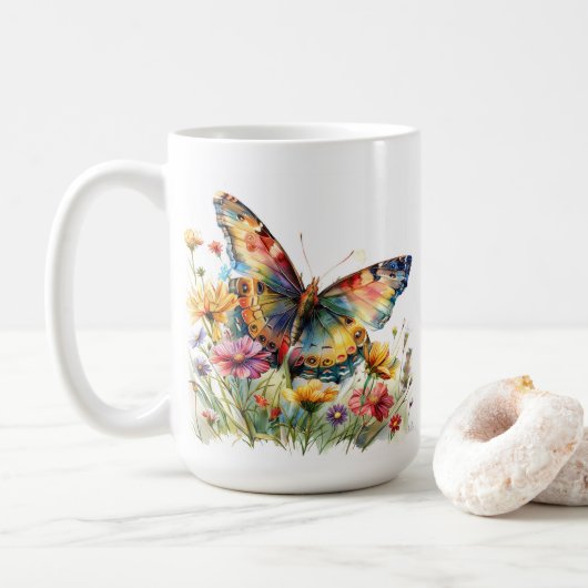 Butterfly & Wildflowers Koffie Mok (Met donut)