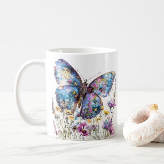 Butterfly & Wildflowers Koffie Mok (Met donut)