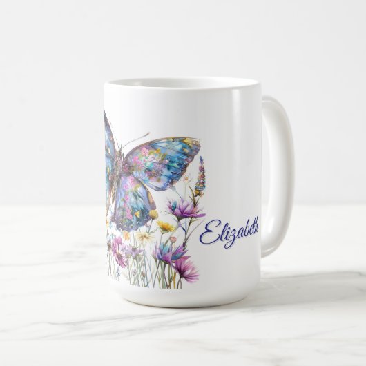 Butterfly & Wildflowers Koffie Mok (Voorkant rechts)