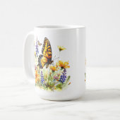 Butterfly & Wildflowers Koffie Mok (Voorkant links)