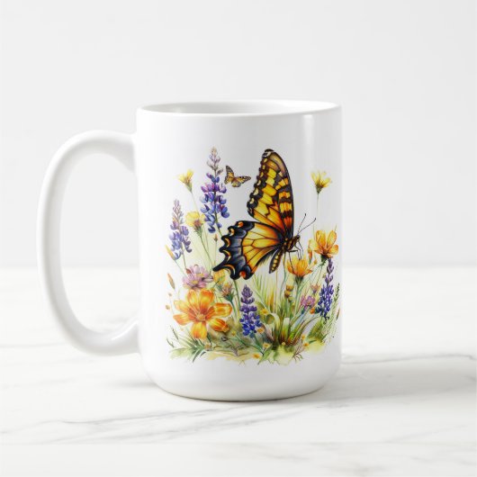 Butterfly & Wildflowers Koffie Mok (Links)