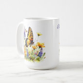 Butterfly & Wildflowers Koffie Mok (Voorkant links)