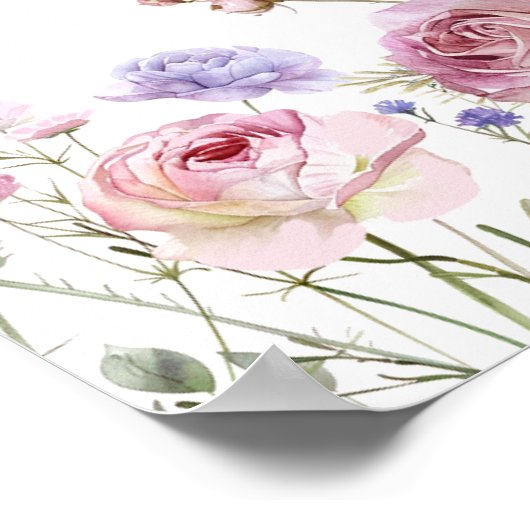 Butterfly Wildflowers Meisje Baby shower Welkom Poster (Hoek)