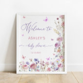 Butterfly Wildflowers Meisje Baby shower Welkom Poster