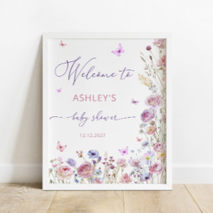 Butterfly Wildflowers Meisje Baby shower Welkom Poster