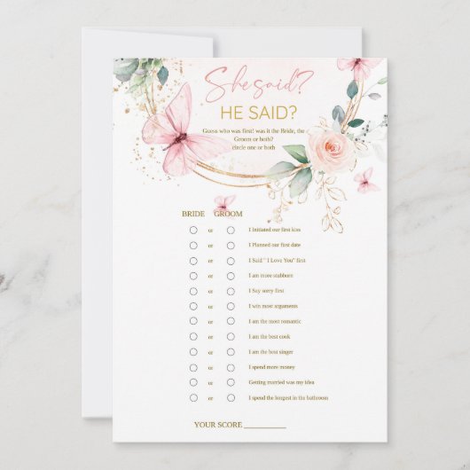 Butterfly Wildflowers zei hij dat ze een spel zei Kaart (Voorkant)