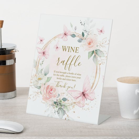 Butterfly Wine Raffle Vrijgezellenfeest Sign Reclamebord Met Voetstuk (Insitu)