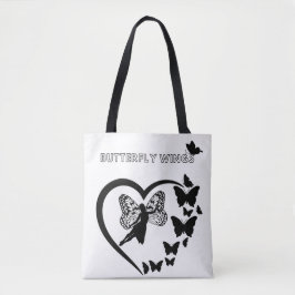 Butterfly Wings Heart Silhouette Canvas tas