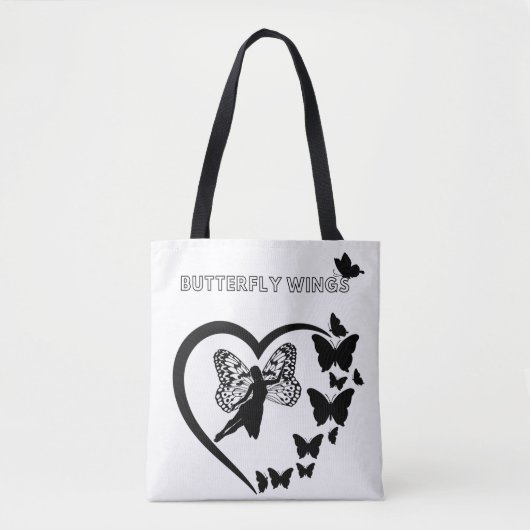 Butterfly Wings Heart Silhouette Canvas tas (Voorkant)