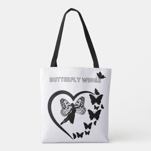 Butterfly Wings Heart Silhouette Canvas tas (Achterkant)