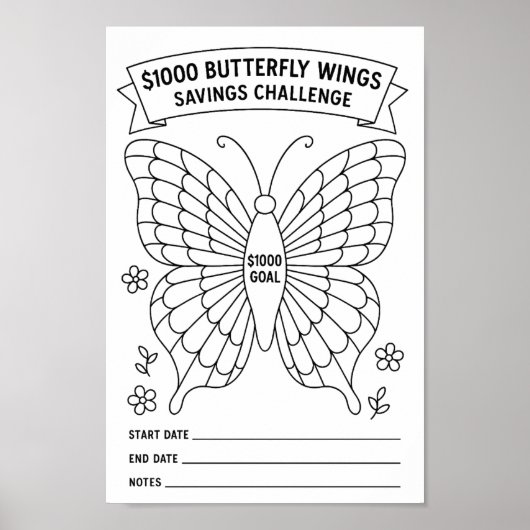 Butterfly Wings Savings Challenge Tracker Poster (Voorkant)