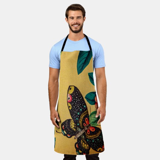 Butterfly with a bush kitchen apron schort (Gedragen)