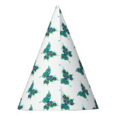 Butterfly with Green Peacock Feathers Feesthoedjes (Achterkant)