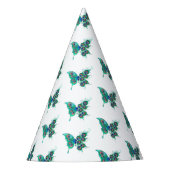 Butterfly with Green Peacock Feathers Feesthoedjes (Voorkant)