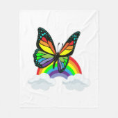 Butterfly with Rainbow Fleece Deken (Voorkant)