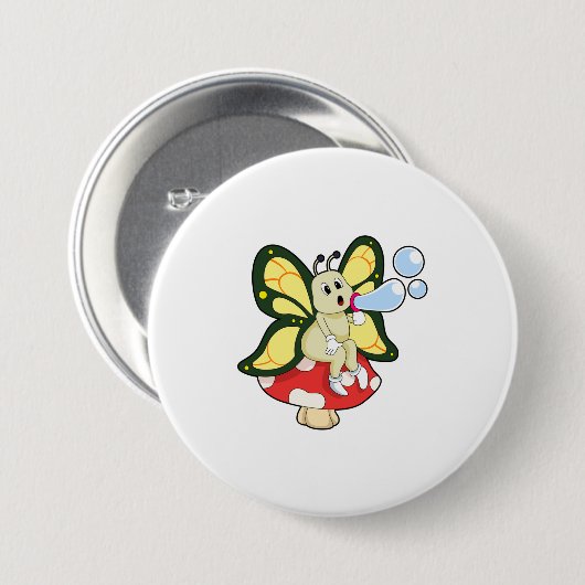 Butterfly with Soap bubbles Ronde Button 7,6 Cm (Voorkant /achterkant)