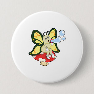 Butterfly with Soap bubbles Ronde Button 7,6 Cm