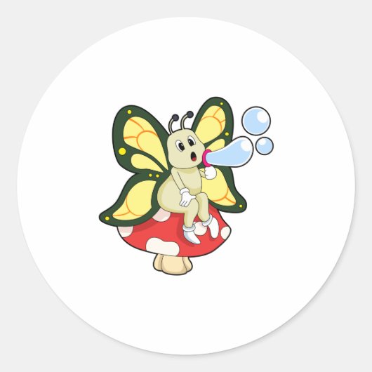 Butterfly with Soap bubbles Ronde Sticker (Voorkant)