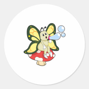 Butterfly with Soap bubbles Ronde Sticker