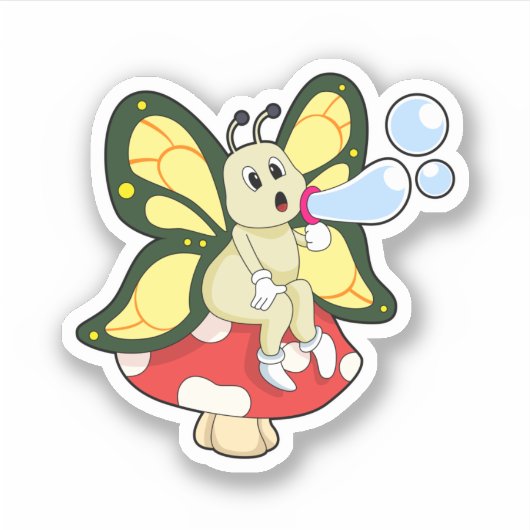 Butterfly with Soap bubbles Sticker (Voorkant)