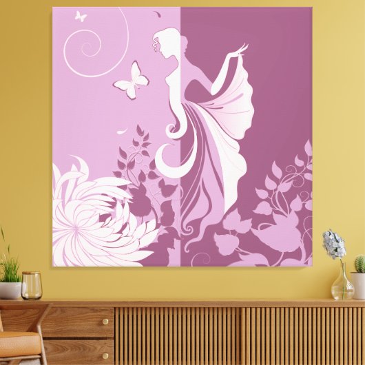 Butterfly Woman Wrapped Canvas (Insitu (Woonkamer))