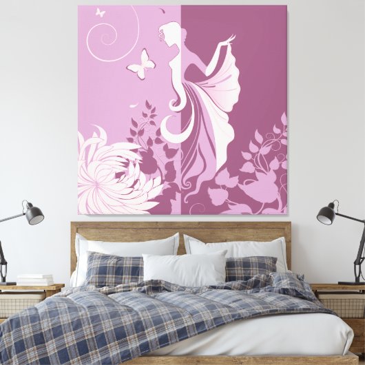 Butterfly Woman Wrapped Canvas Afdruk (Insitu (Slaapkamer))