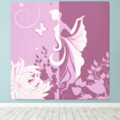 Butterfly Woman Wrapped Canvas Afdruk (Insitu (Houten vloer))